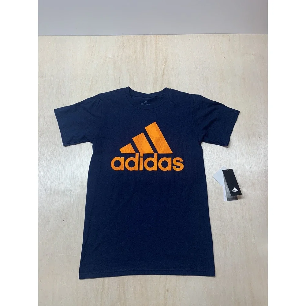 Adidas The Go-To Tee Blue Navy Static Logo‎ Shirt Adult Men's Size Small New